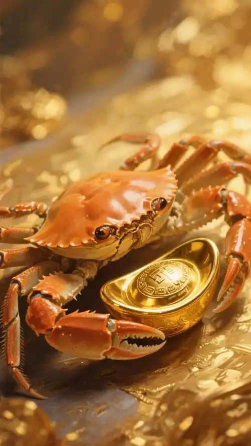 4k元宝壁纸 - 富贵 - 金色 - 大闸蟹「哲风壁纸」