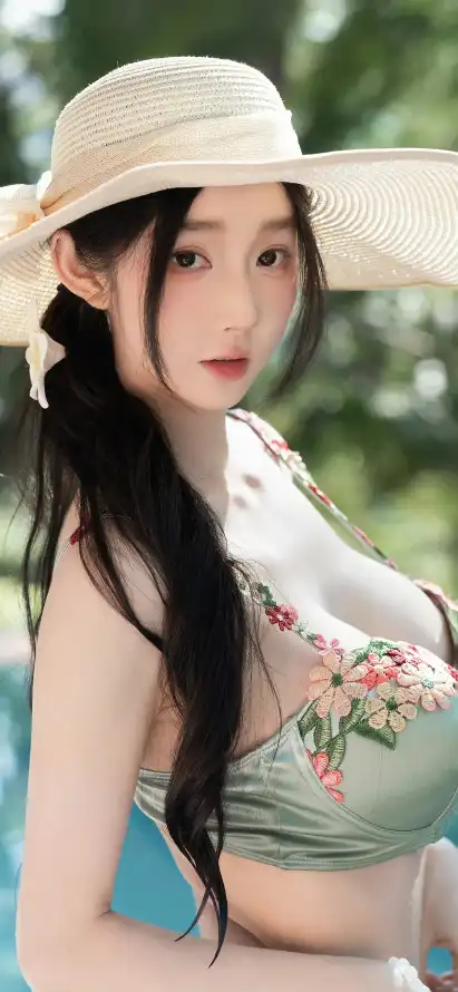 4k户外壁纸 - 碎花 - 美女 - 草帽「哲风壁纸」