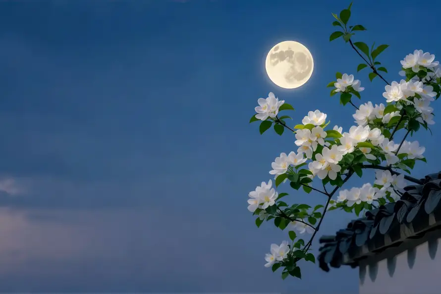 4k夜空壁纸-海棠花和晨曦-围墙白花热门的壁纸「哲风壁纸」