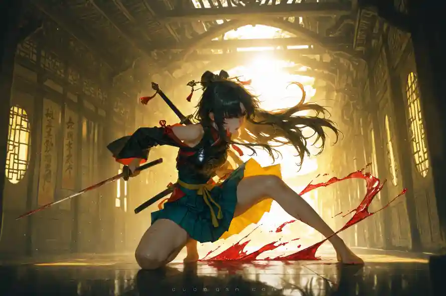 4k双剑壁纸 - 古风 - 女侠 - 战斗「哲风壁纸」