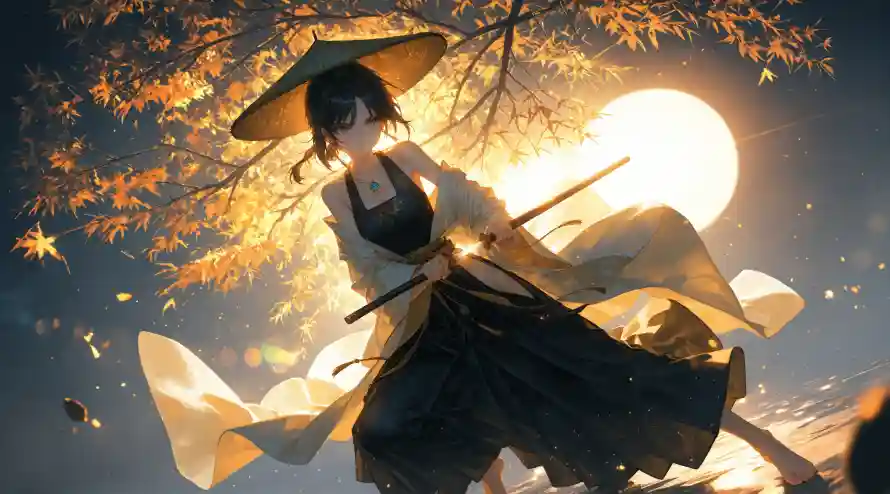 4k女侠壁纸 - 月下 - 美女 - 古风女侠「哲风壁纸」