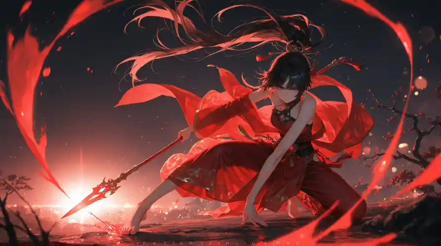 4k女侠壁纸 - 美女 - 古风美女 - 夕阳背景「哲风壁纸」