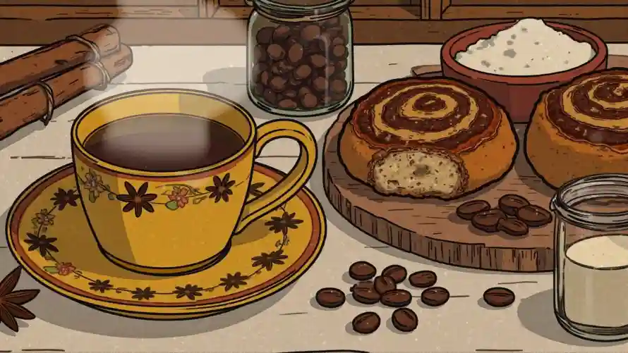 4k食物壁纸 - 咖啡杯 - 咖啡豆 - 手绘风「哲风壁纸」 4k食物壁纸 - 咖啡杯 - 咖啡豆 - 手绘风「哲风壁纸」