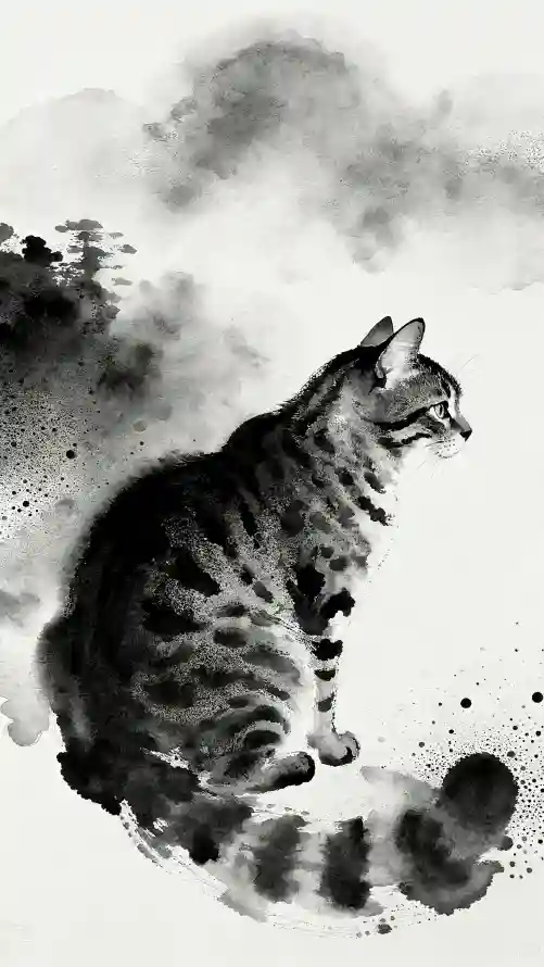 4k写意壁纸 - 墨色 - 墨韵 - 宠物「哲风壁纸」