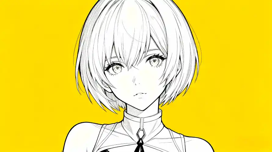 4k制服壁纸 - 短发 - 线稿素材 - 黄色背景「哲风壁纸」 4k制服壁纸 - 短发 - 线稿素材 - 黄色背景「哲风壁纸」