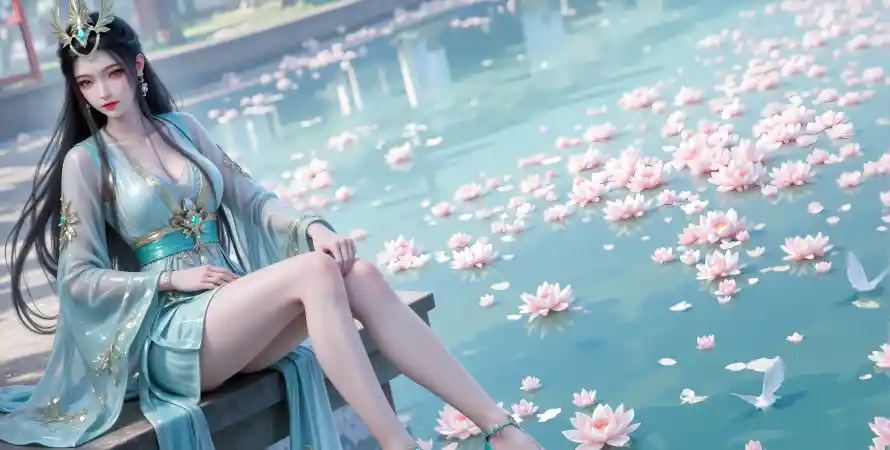 4k荷花池壁纸 - 陆嫁嫁 - 古风美女 - 神国之上「哲风壁纸」