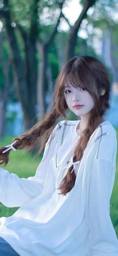 4k户外壁纸 - 清新 - 草地 - 双马尾「哲风壁纸」