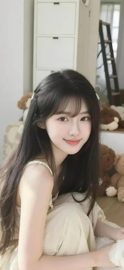 4k居家壁纸 - 甜美 - 米色 - 长发「哲风壁纸」