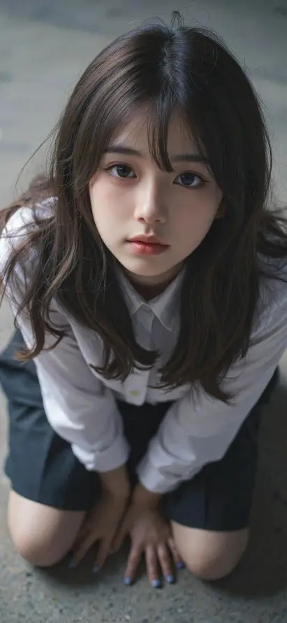 4k校服壁纸 - 清纯 - 跪坐 - 校园风「哲风壁纸」