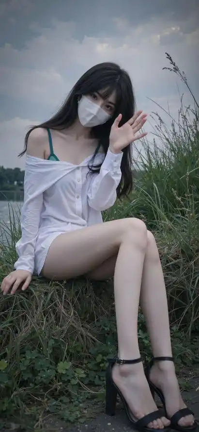 4k口罩壁纸 - 户外 - 草地 - 高跟鞋「哲风壁纸」