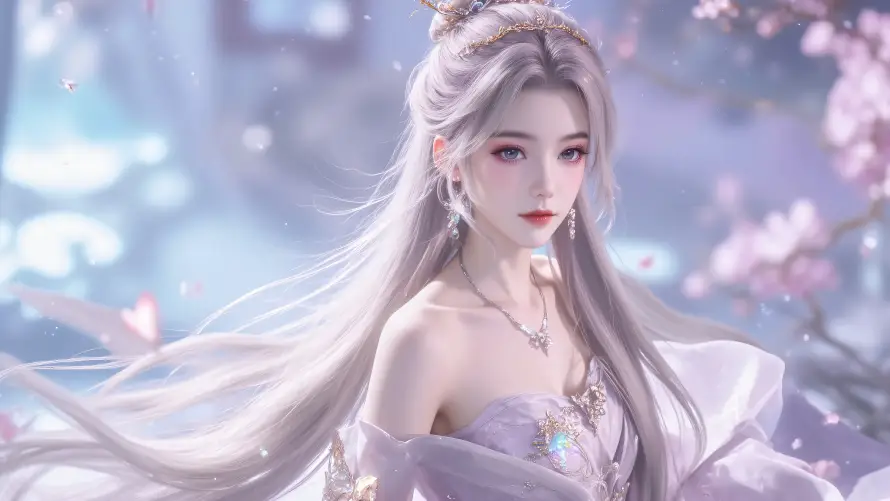 4k云霄壁纸 - 樱花 - 长发 - 古风美女「哲风壁纸」