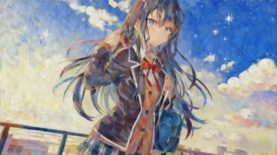 4k校服壁纸 - 蓝天 - 长发 - 油画风「哲风壁纸」 4k校服壁纸 - 蓝天 - 长发 - 油画风「哲风壁纸」