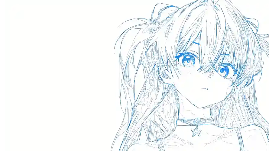 4k动漫壁纸 - 线稿 - 蓝白 - eva「哲风壁纸」