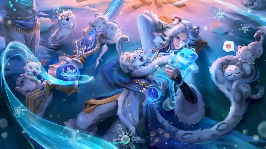 4k雪花壁纸 - 狼 - 冰元素 - 冰雪皮肤「哲风壁纸」