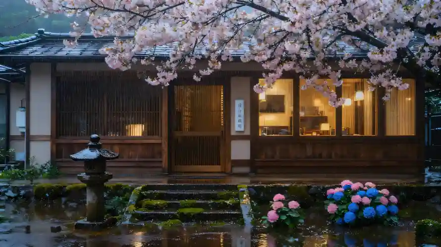 4k庭院壁纸 - 雨夜 - 樱花树 - 石灯笼「哲风壁纸」 4k庭院壁纸 - 雨夜 - 樱花树 - 石灯笼「哲风壁纸」