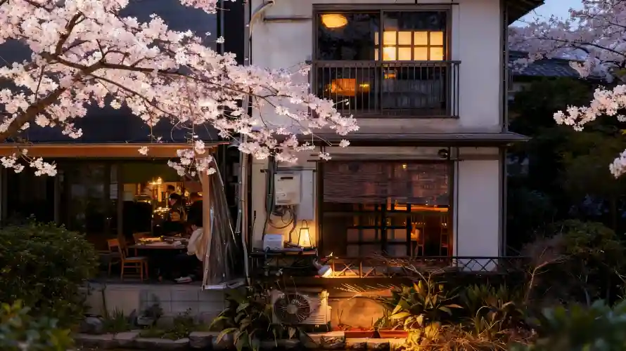 4k夜景壁纸 - 庭院 - 暖光 - 樱花「哲风壁纸」 4k夜景壁纸 - 庭院 - 暖光 - 樱花「哲风壁纸」
