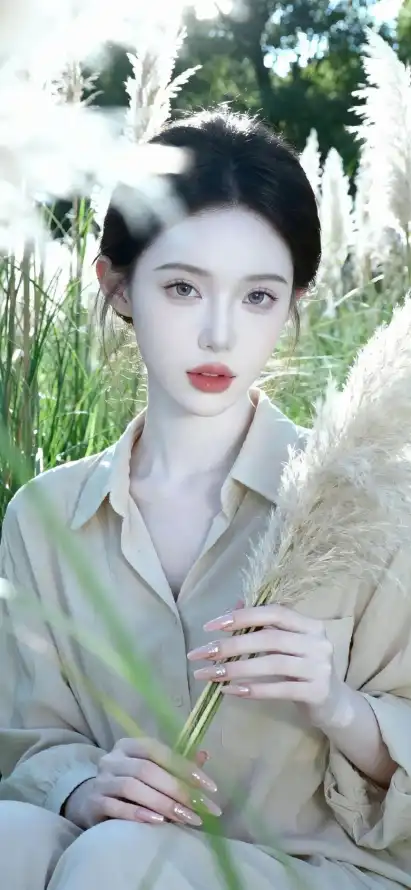 4k户外壁纸 - 清新 - 美女 - 芦苇「哲风壁纸」