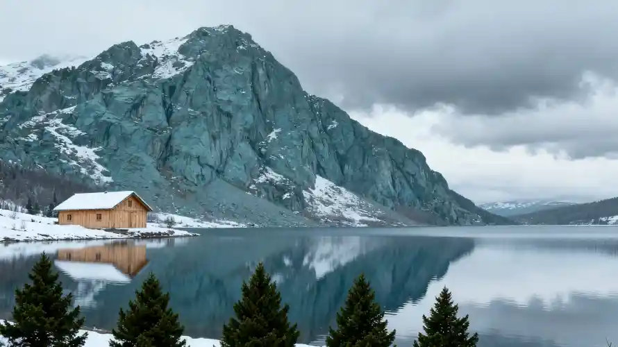4k松树壁纸 - 湖泊 - 雪山 - 雪景「哲风壁纸」