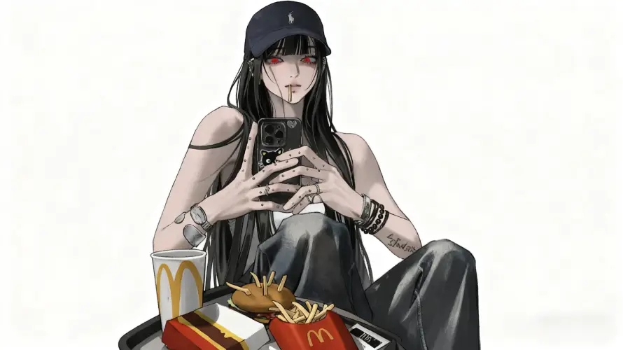 4k帽子壁纸 - 快餐 - 插画 - 酷飒「哲风壁纸」