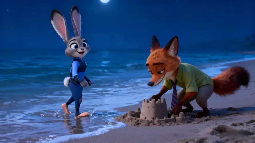 4k夜晚壁纸 - 尼克 - 朱迪 - 沙滩「哲风壁纸」 4k夜晚壁纸 - 尼克 - 朱迪 - 沙滩「哲风壁纸」