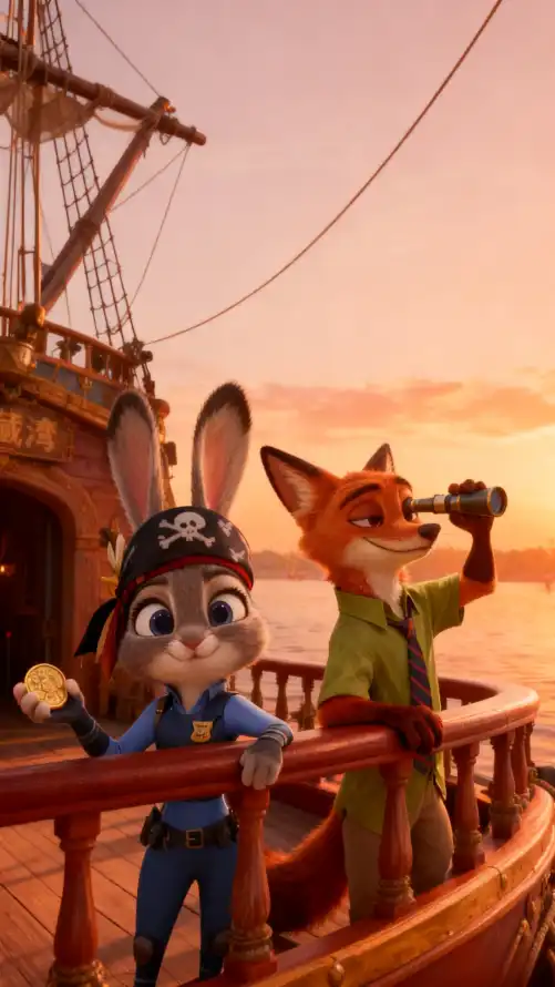 4k尼克壁纸 - 日落 - 朱迪 - 狐狸「哲风壁纸」