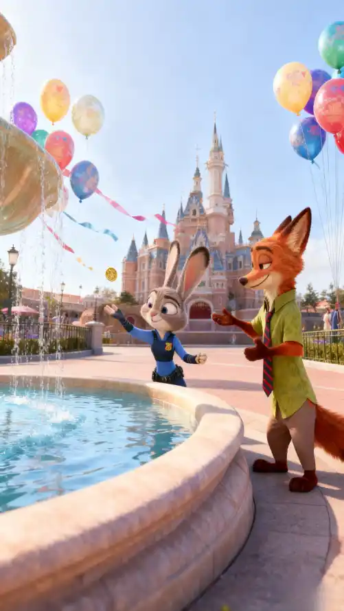 4k喷泉壁纸 - 尼克 - 朱迪 - 气球「哲风壁纸」