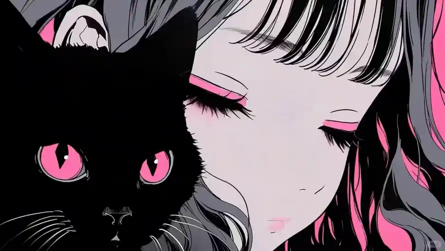 4k可爱壁纸 - 猫 - 少女 - 插画「哲风壁纸」