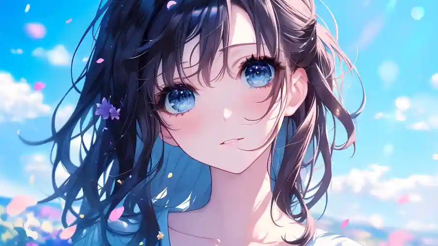 4k动漫壁纸 - 卷发 - 花海 - 蓝天「哲风壁纸」 4k动漫壁纸 - 卷发 - 花海 - 蓝天「哲风壁纸」