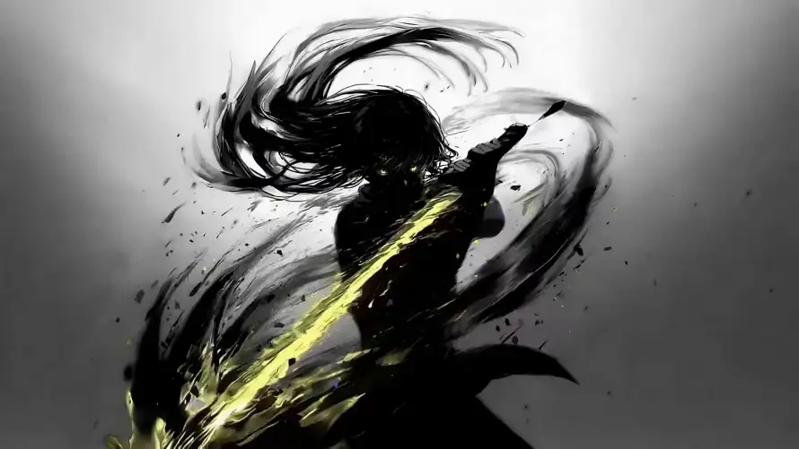 4k光染壁纸 - 剑客 - 剪影 - 墨色「哲风壁纸」