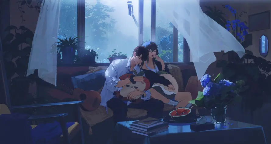 4k动漫壁纸 - 夜晚 - 室内 - 少女「哲风壁纸」