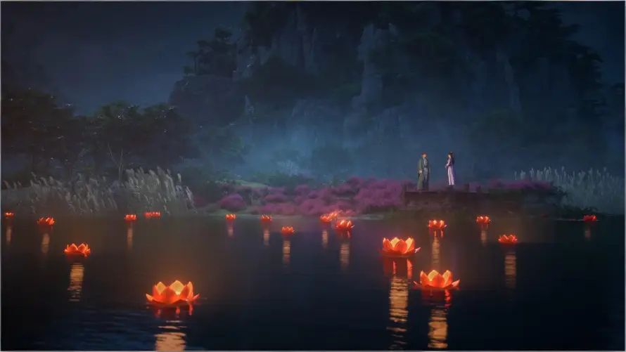 4k古风壁纸 - 夜景 - 水面 - 河灯「哲风壁纸」 4k古风壁纸 - 夜景 - 水面 - 河灯「哲风壁纸」