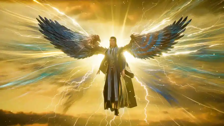 4k修仙壁纸 - 光芒 - 翅膀 - 闪电「哲风壁纸」