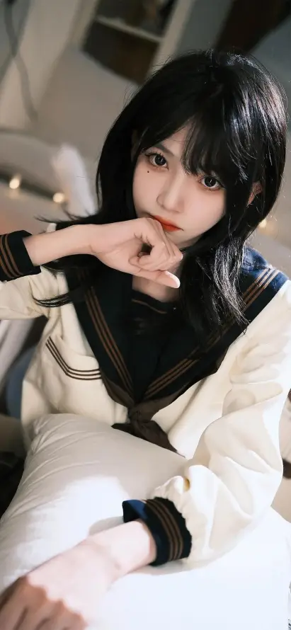 4k室内壁纸 - 清新 - 黑发 - 水手服「哲风壁纸」