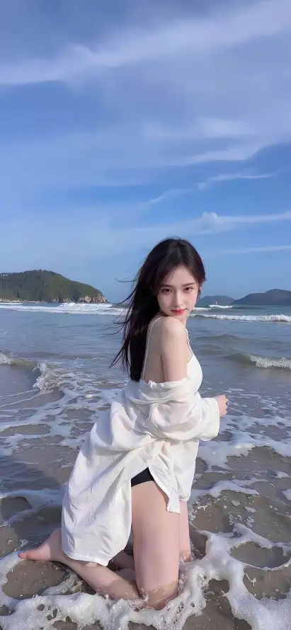 4k沙滩壁纸 - 海水 - 海边 - 白衣「哲风壁纸」