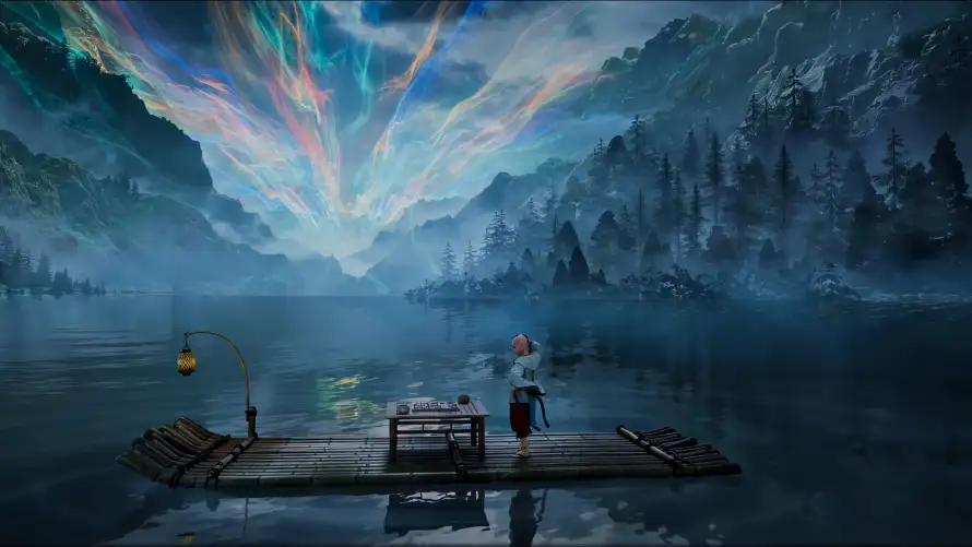 4k修仙壁纸 - 山水 - 木筏 - 湖泊「哲风壁纸」 4k修仙壁纸 - 山水 - 木筏 - 湖泊「哲风壁纸」