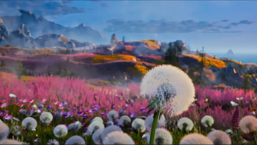 4k梦幻壁纸 - 花海 - 远山 - 风景「哲风壁纸」