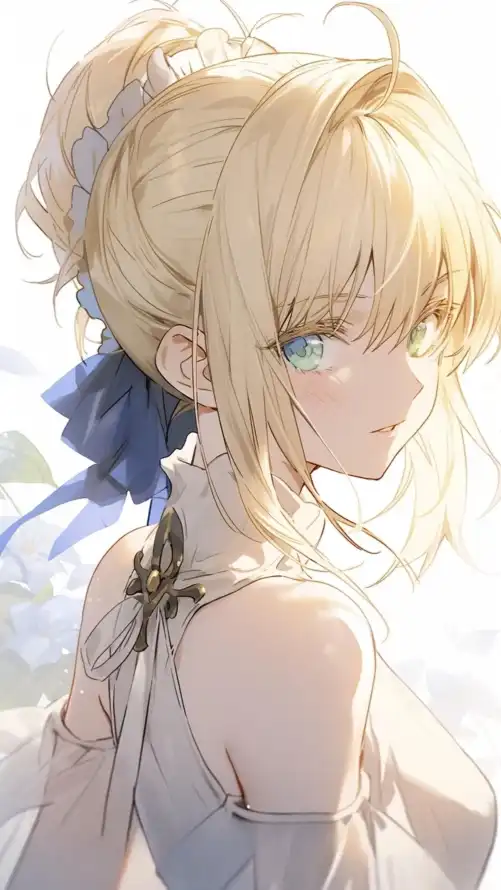 4k金发壁纸 - 二次元 - 亚瑟王 - 蓝丝带「哲风壁纸」