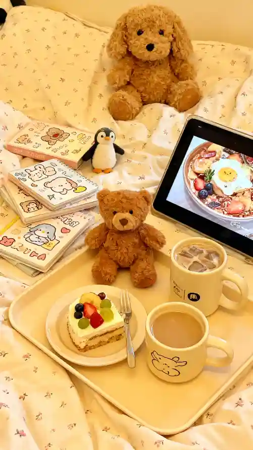 4k咖啡壁纸 - 下午茶 - 小蛋糕 - 泰迪熊「哲风壁纸」