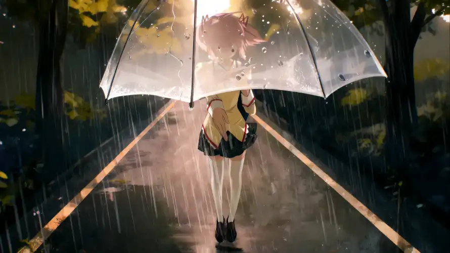4kjk壁纸 - 雨夜 - 二次元 - 透明伞「哲风壁纸」 4kjk壁纸 - 雨夜 - 二次元 - 透明伞「哲风壁纸」