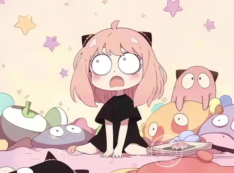 2k动漫壁纸-阿尼亚和卡通怪物-可爱表情「哲风壁纸」