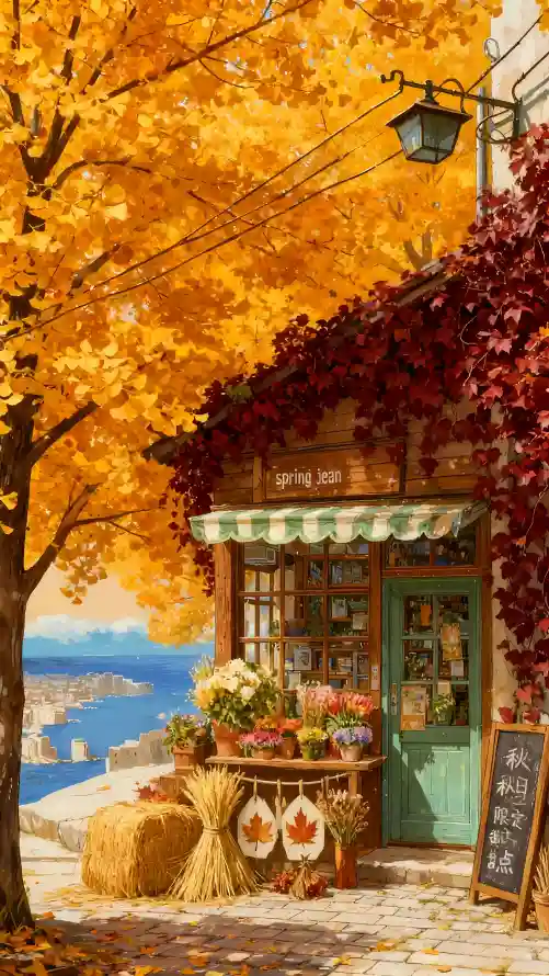 4k店铺壁纸 - 房屋 - 海景 - 秋景「哲风壁纸」