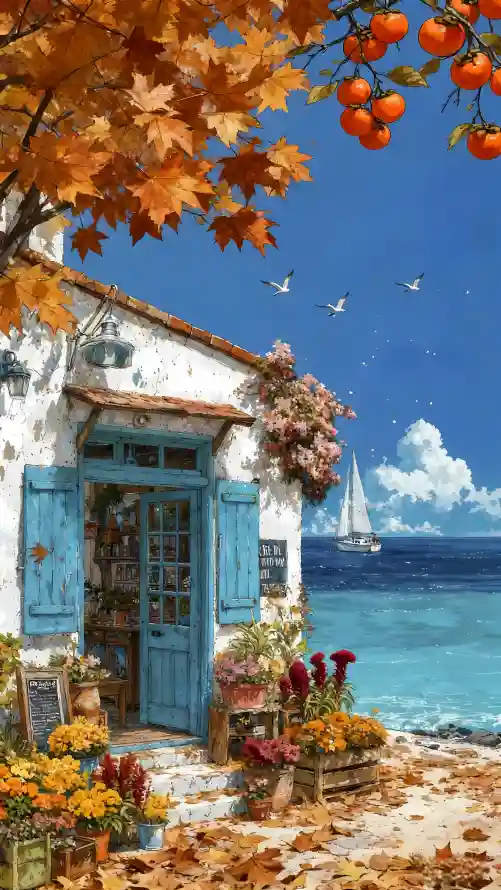 4k帆船壁纸 - 房屋 - 枫叶 - 海洋「哲风壁纸」