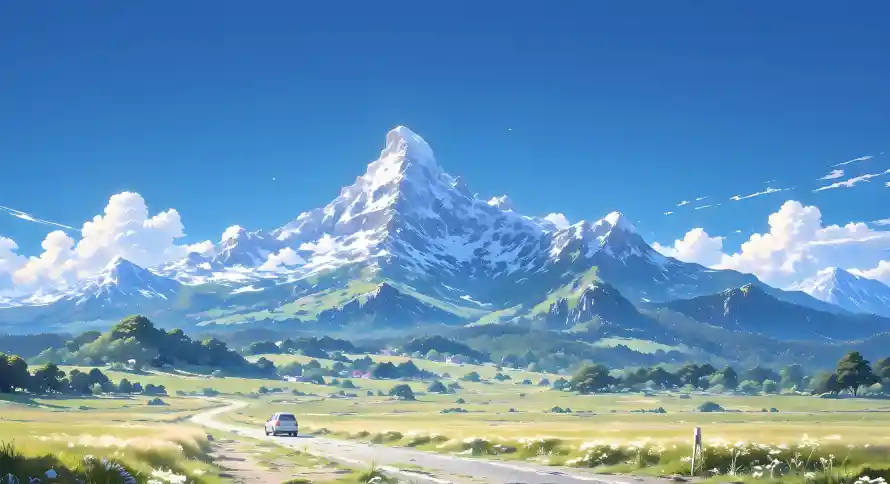 4k白云壁纸 - 山 - 草地 - 蓝天「哲风壁纸」