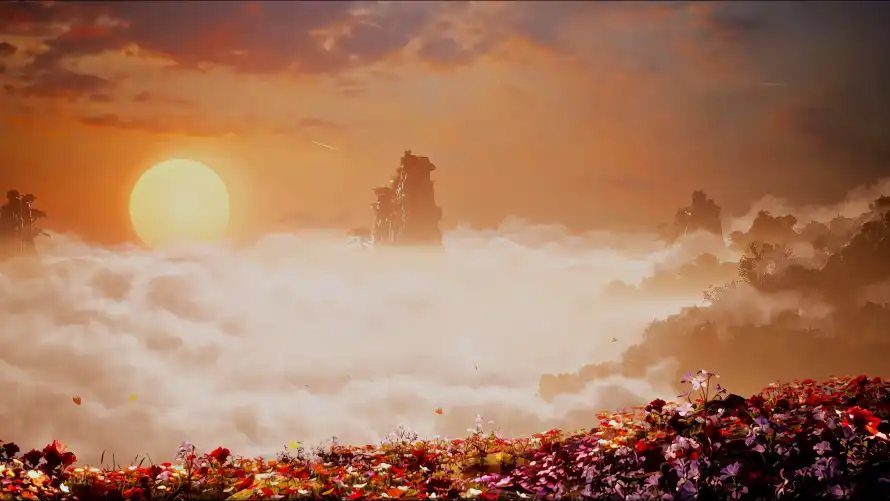 4k云海壁纸 - 夕阳 - 山峰 - 花海「哲风壁纸」