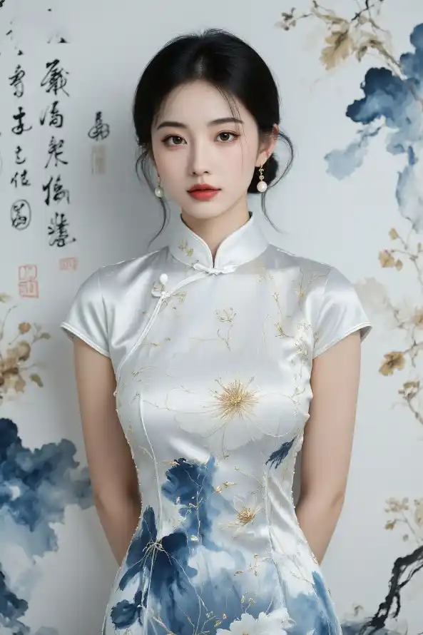 4k美女壁纸 - 中式复古 - 书法背景 - 古典美学「哲风壁纸」