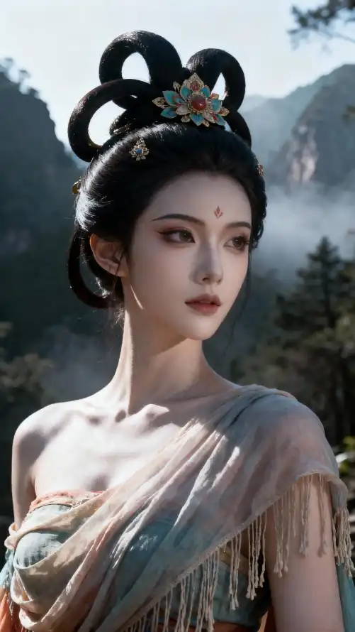 4k美女壁纸 - 传统发髻 - 古风头饰 - 古风美女「哲风壁纸」