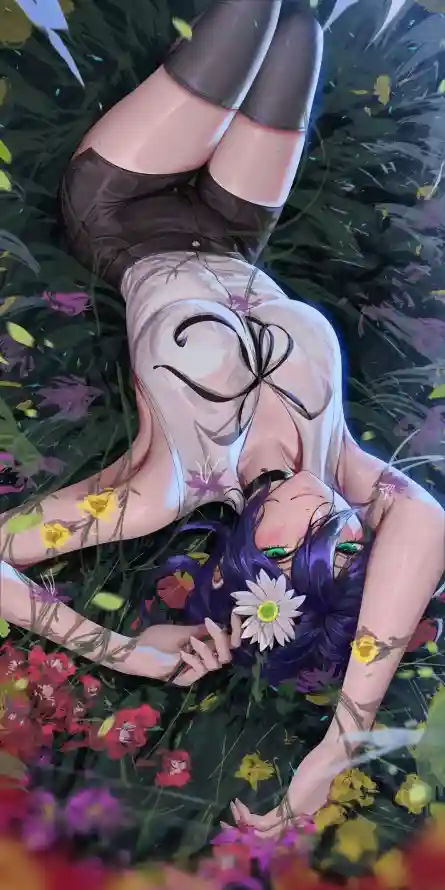 4k花朵壁纸 - 蕾塞 - 躺卧 - 黑丝「哲风壁纸」