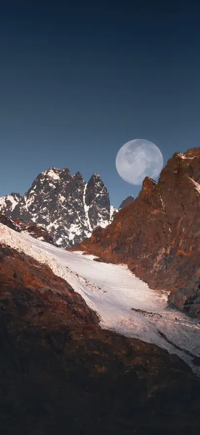4k冰川壁纸 - 夜空 - 山峰 - 月亮「哲风壁纸」