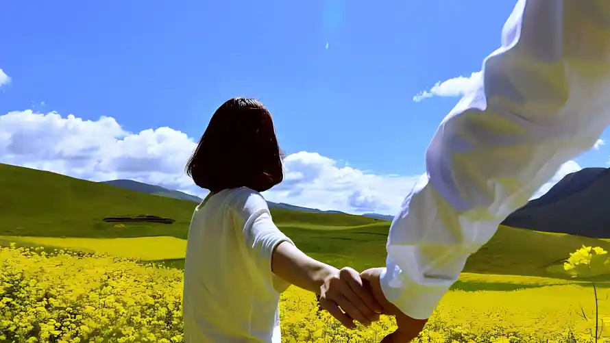 2k亲子壁纸-蓝天和花田-热门的壁纸「哲风壁纸」