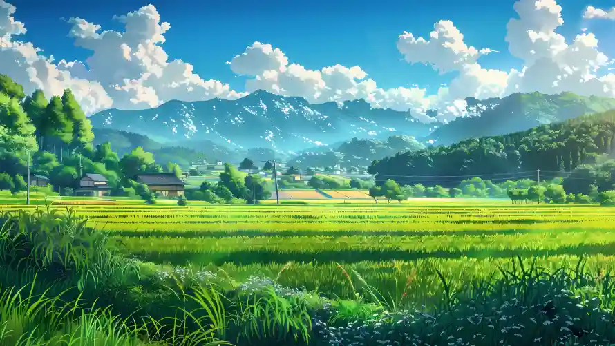 4k小镇壁纸-蓝天白云与田野-壁纸分享「哲风壁纸」